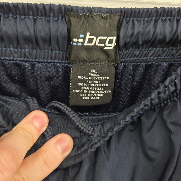 Vintage Y2K Navy Pink Stripe Nylon Windbreaker Pants Size XL Athletic Sporty - Picture 2 of 9